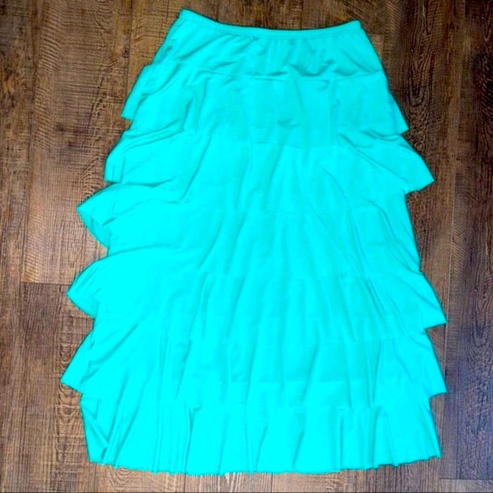 COPY - Ruffled women teal long skirt size L